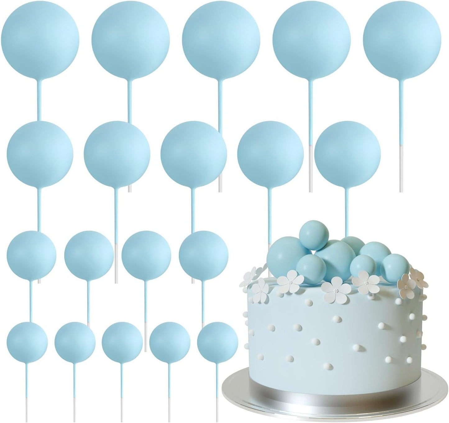 Set 20 Sfere Topper Tort Baby Blue